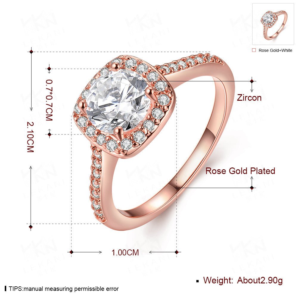 18K Rose Gold Princess Cut Zirconia Engagement Ring by Dealightful Finds