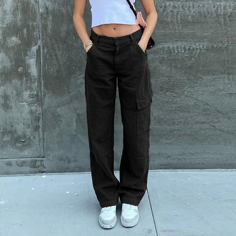 Vintage Wide Leg Cargo Pants for Women - Denim Trousers by Dealightful Finds