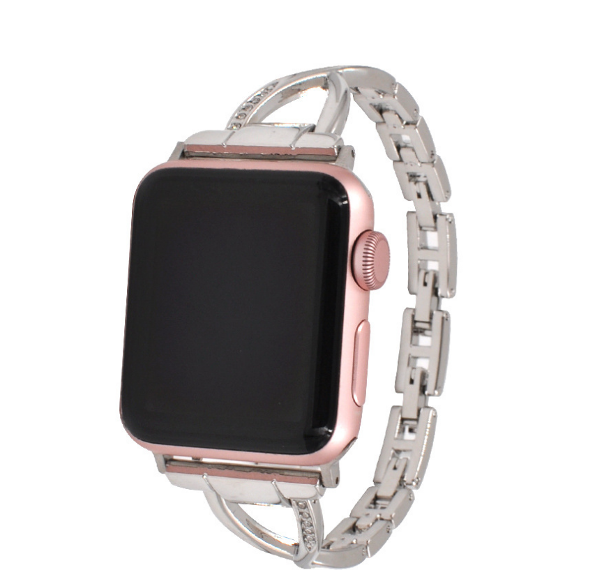 Apple Watch Band X-Type Stainless Steel with Diamonds by Dealightful Finds