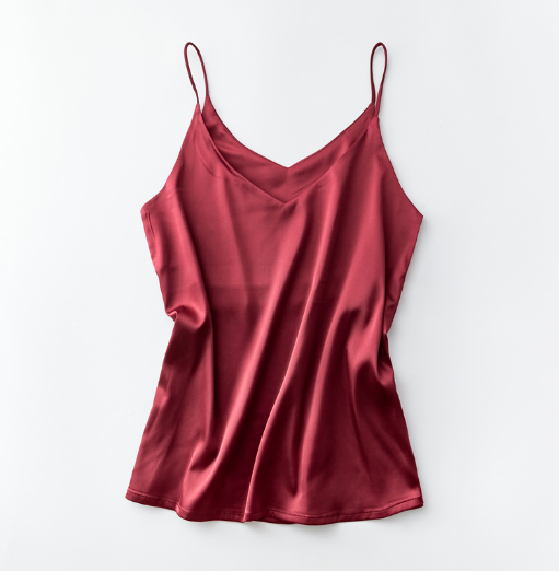 Silk V-Neck Sleeveless Top for Women, Short Length by Dealightful Finds