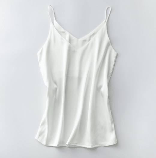 Silk V-Neck Sleeveless Top for Women, Short Length by Dealightful Finds