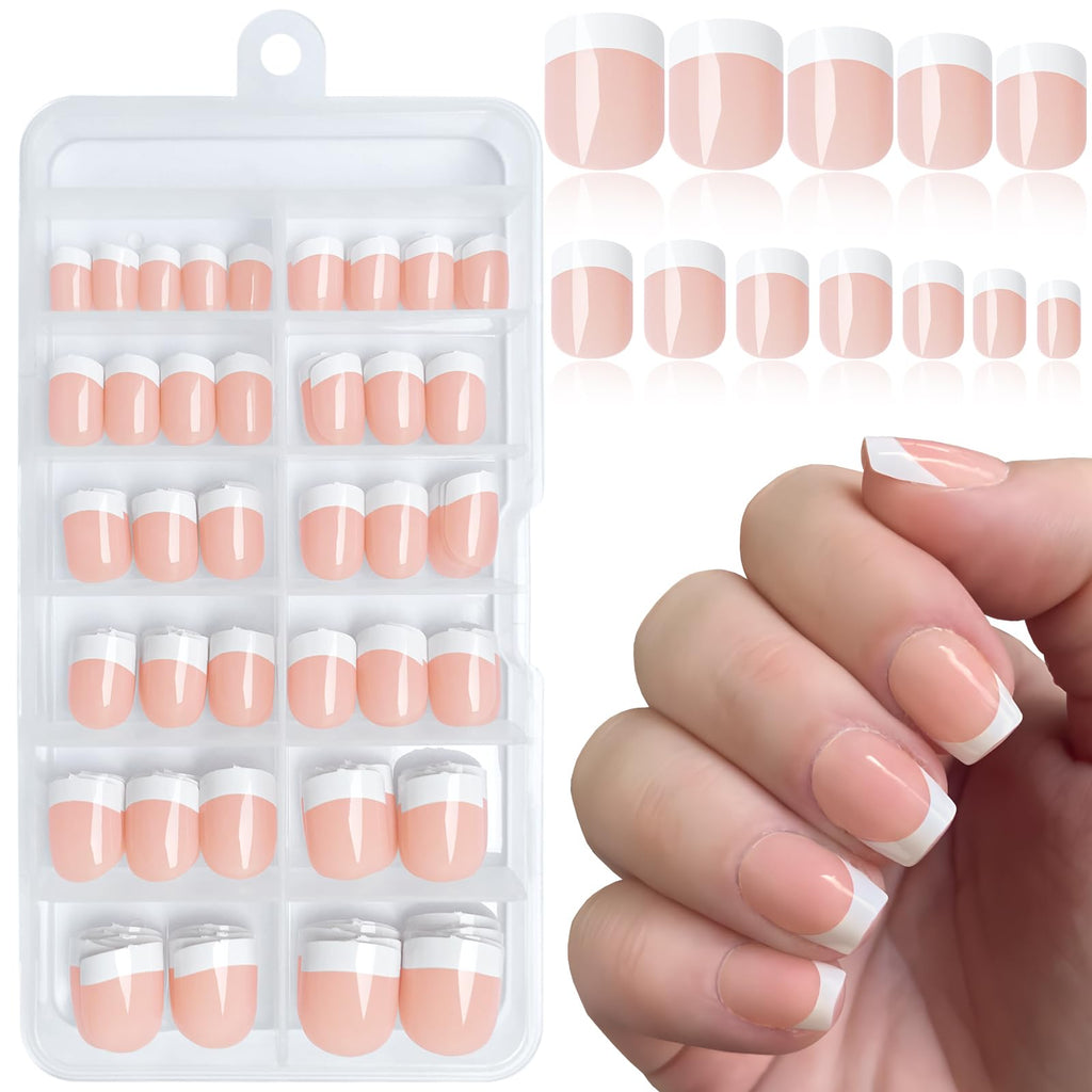 LuckForever Short French Tip Press on Nails Square Fake Nails with Glue & Tabs 144pc White French Tips Glue on Nails Press on Nails Short Fake Nails Squoval False Nails French Acrylic Nails Tips by Dealightful Finds