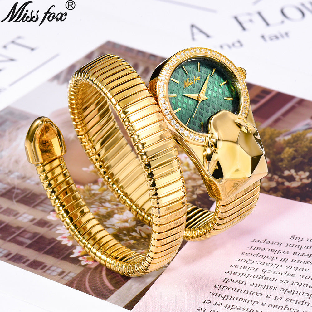 MISSFOX Women’s Fashionable Snake Bracelet Watch by Dealightful Finds